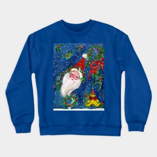 CHRISTMAS NIGHT ,SANTA CLAUS PORTRAIT WITH TOYS Crewneck Sweatshirt